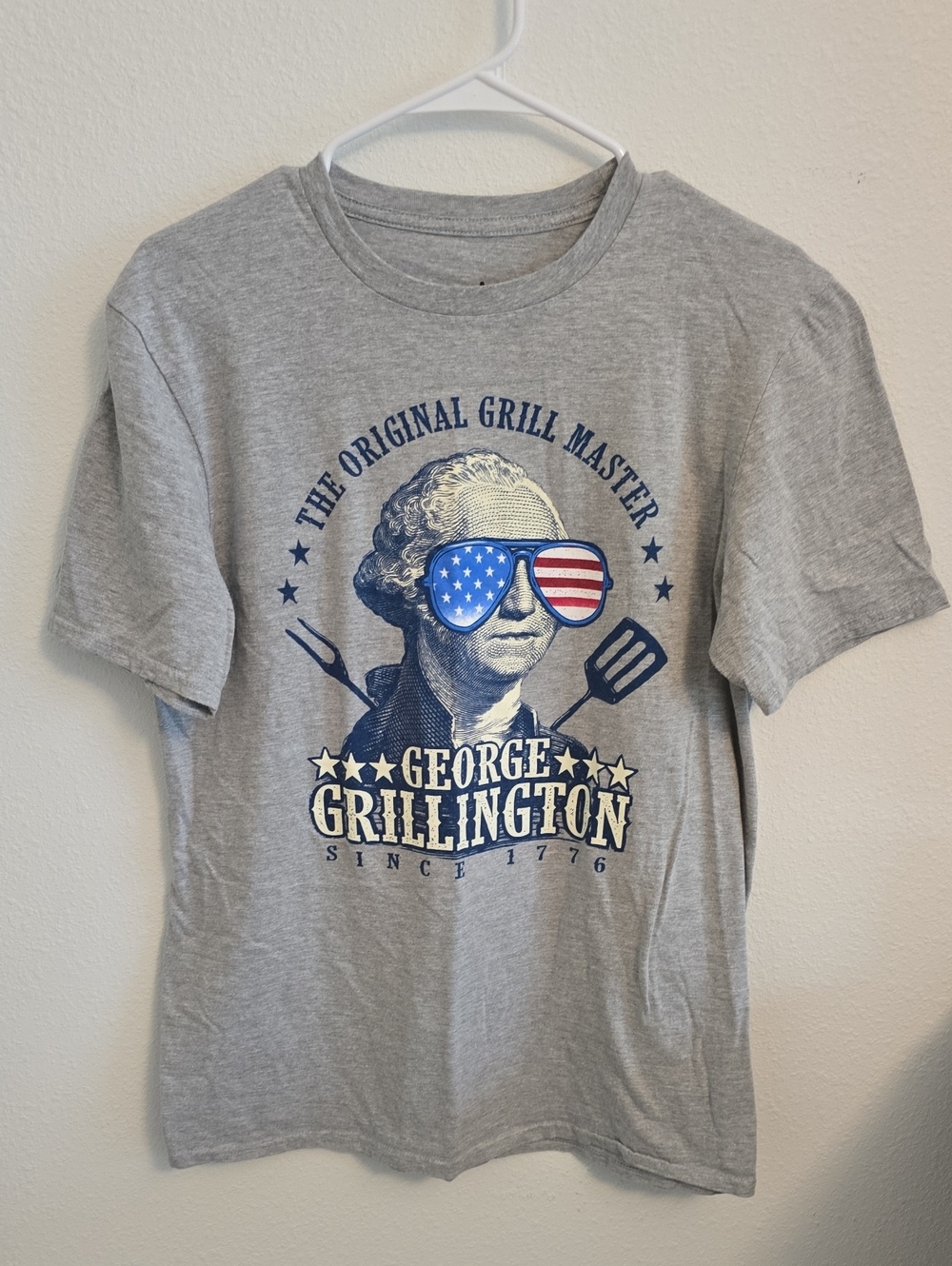 State of Mind Gray Graphic Tee with Patriotic Sunglasses